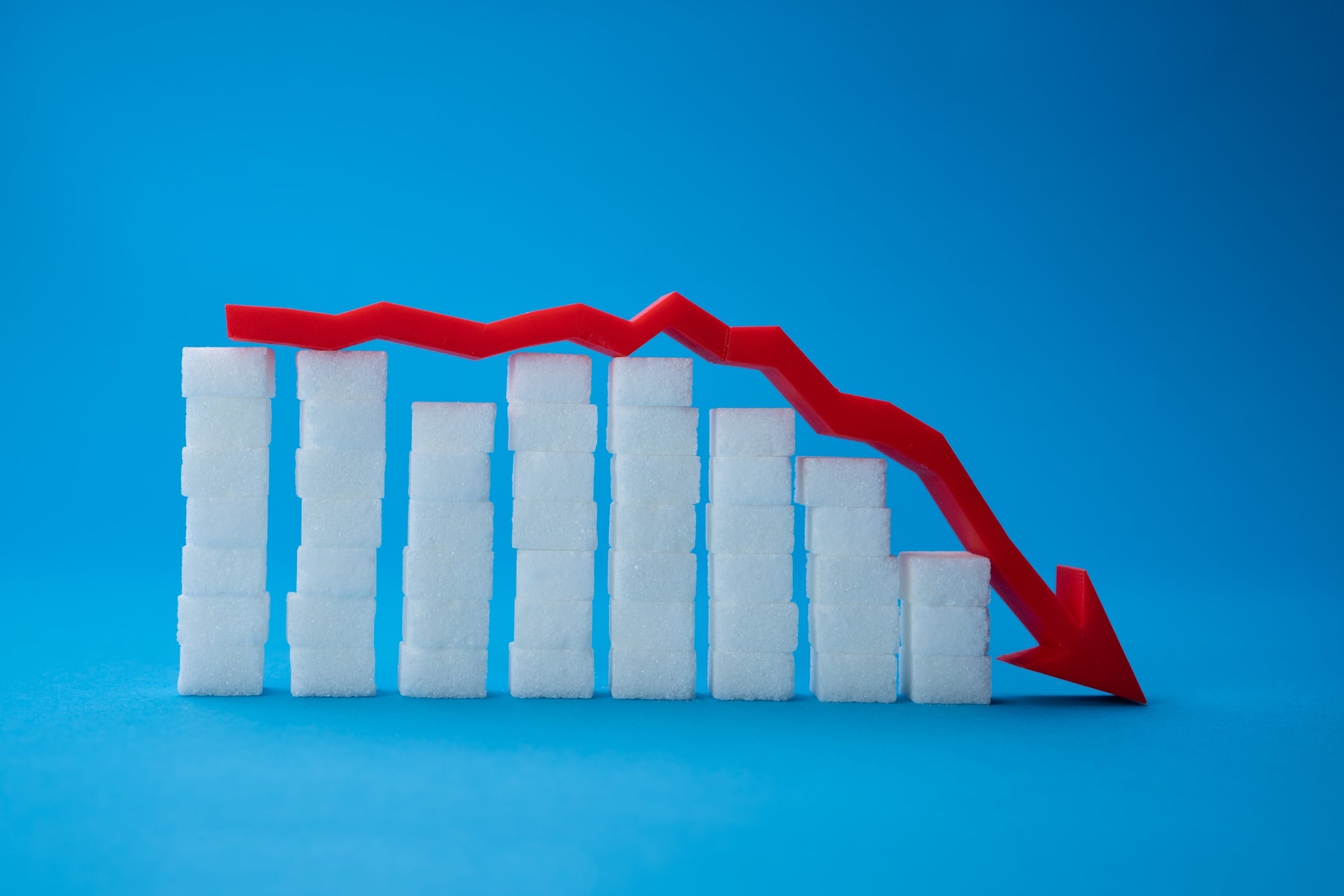 Graph displaying sugar reduction, using sugar cubes.