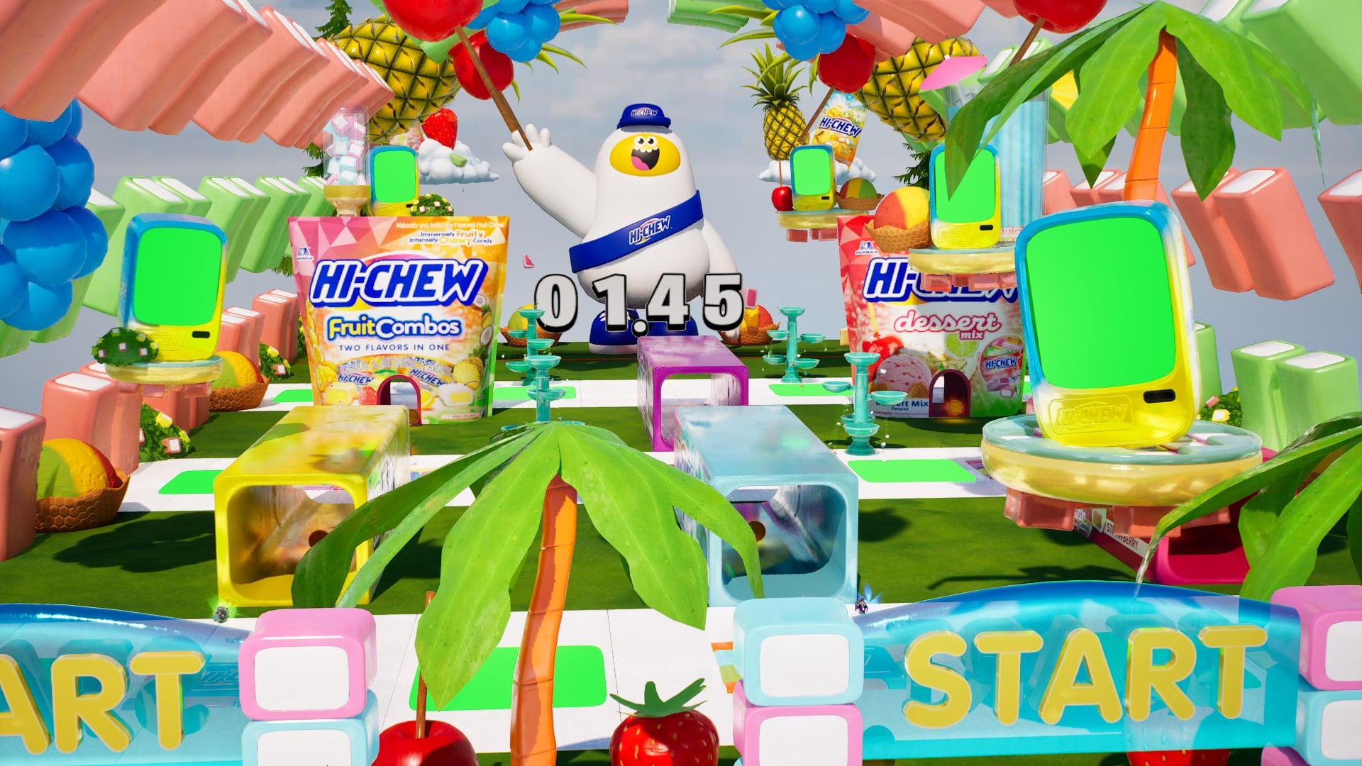 HI-CHEW Fortnite collaboration with branded mini-games and in-game rewards.