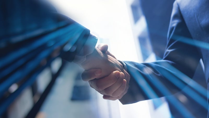 Two business people shaking hands