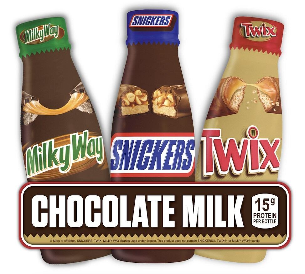Snickers, Twix and Milky Way chocolate milk