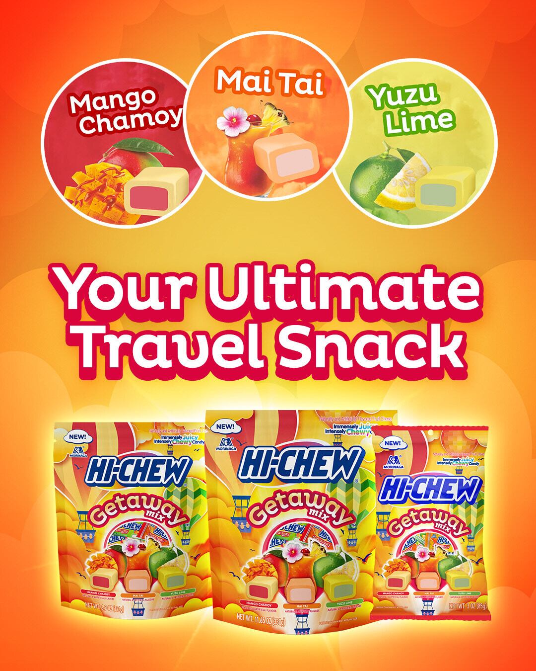 HI-CHEW® Getaway Mix features an assortment of three globally inspired flavors that cater to consumers with daring tastebuds and an appetite for adventure.