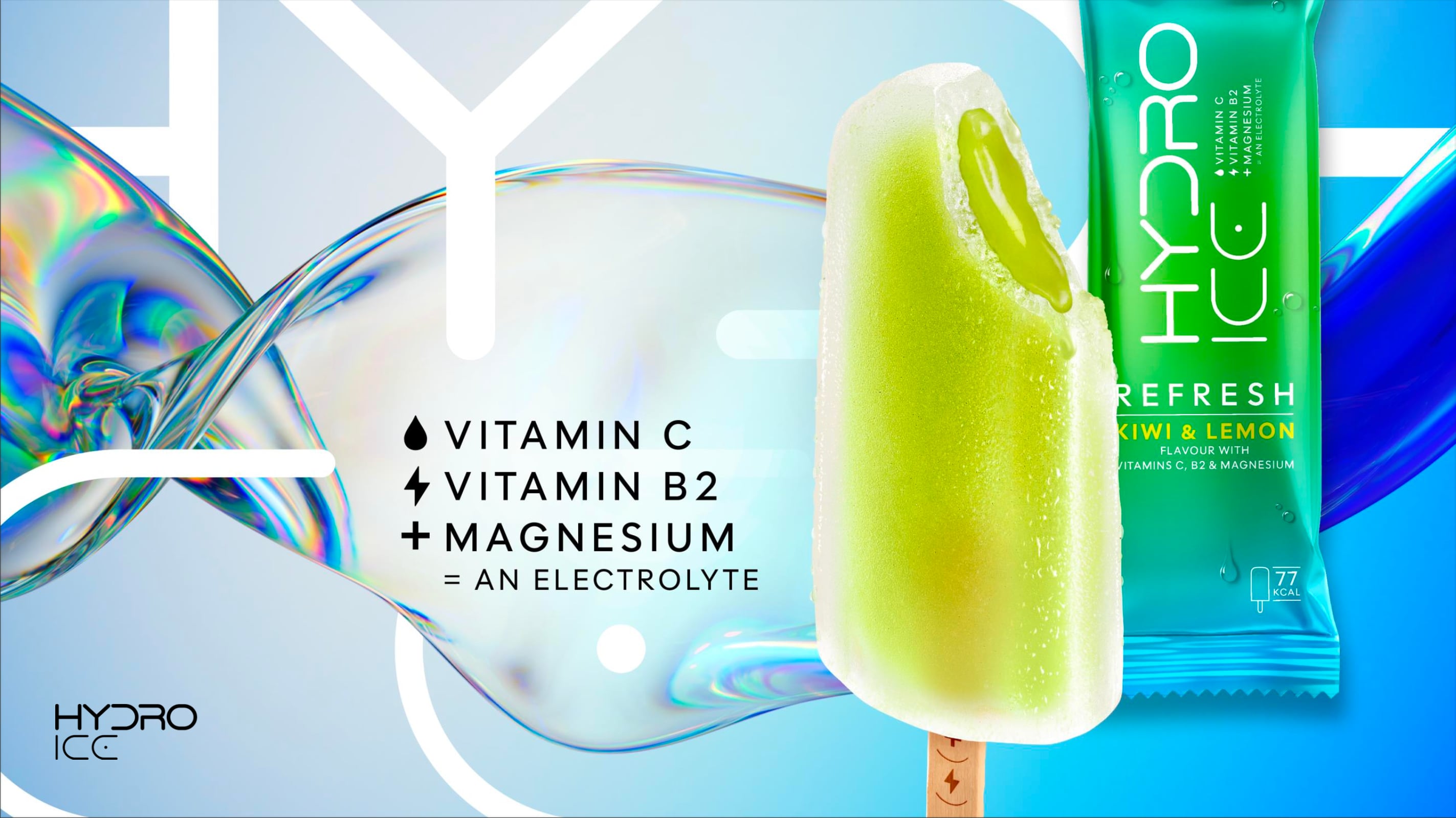 Hydro:ICE contains a liquified gel core with vitamin C and B2, as well as magnesium.