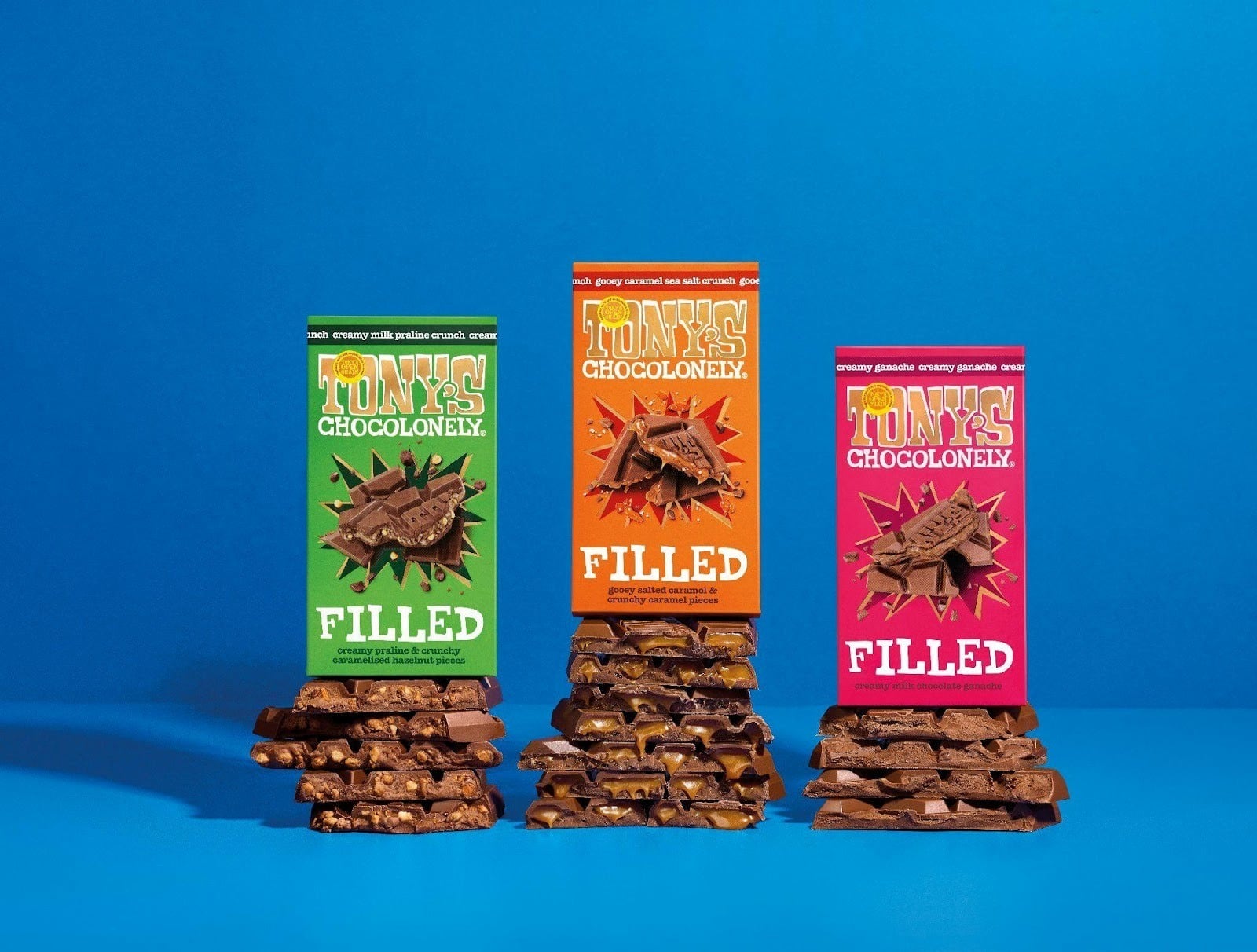 Tony’s Chocolonely Filled chocolate bars in three flavours