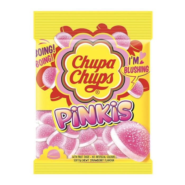 Chupa Chups Pinkis strawberry jelly sweets with fluffy texture and bright pink colour – new UK confectionery product for impulse and convenience