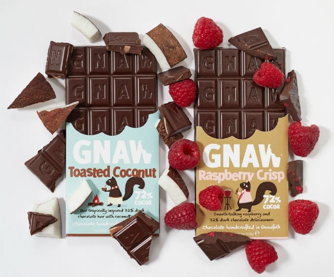 Gnaw Chocolate introduces new 72% cocoa dark chocolate bars range