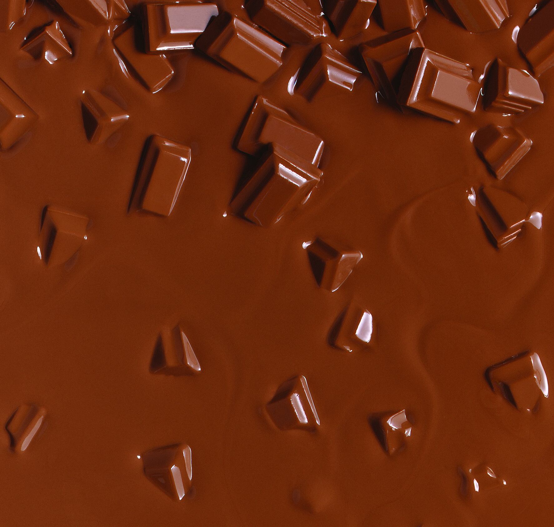 Chunks of melting chocolate.