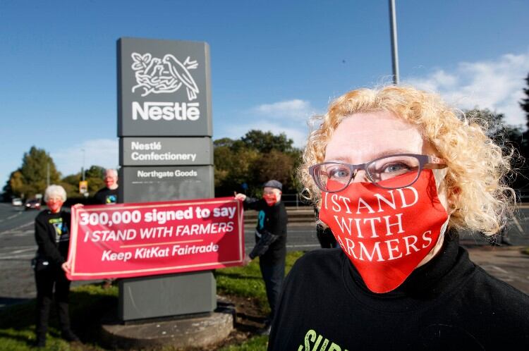 Fairtrade delivers 300,000-strong petition to KitKat factory in York, as certification row continues