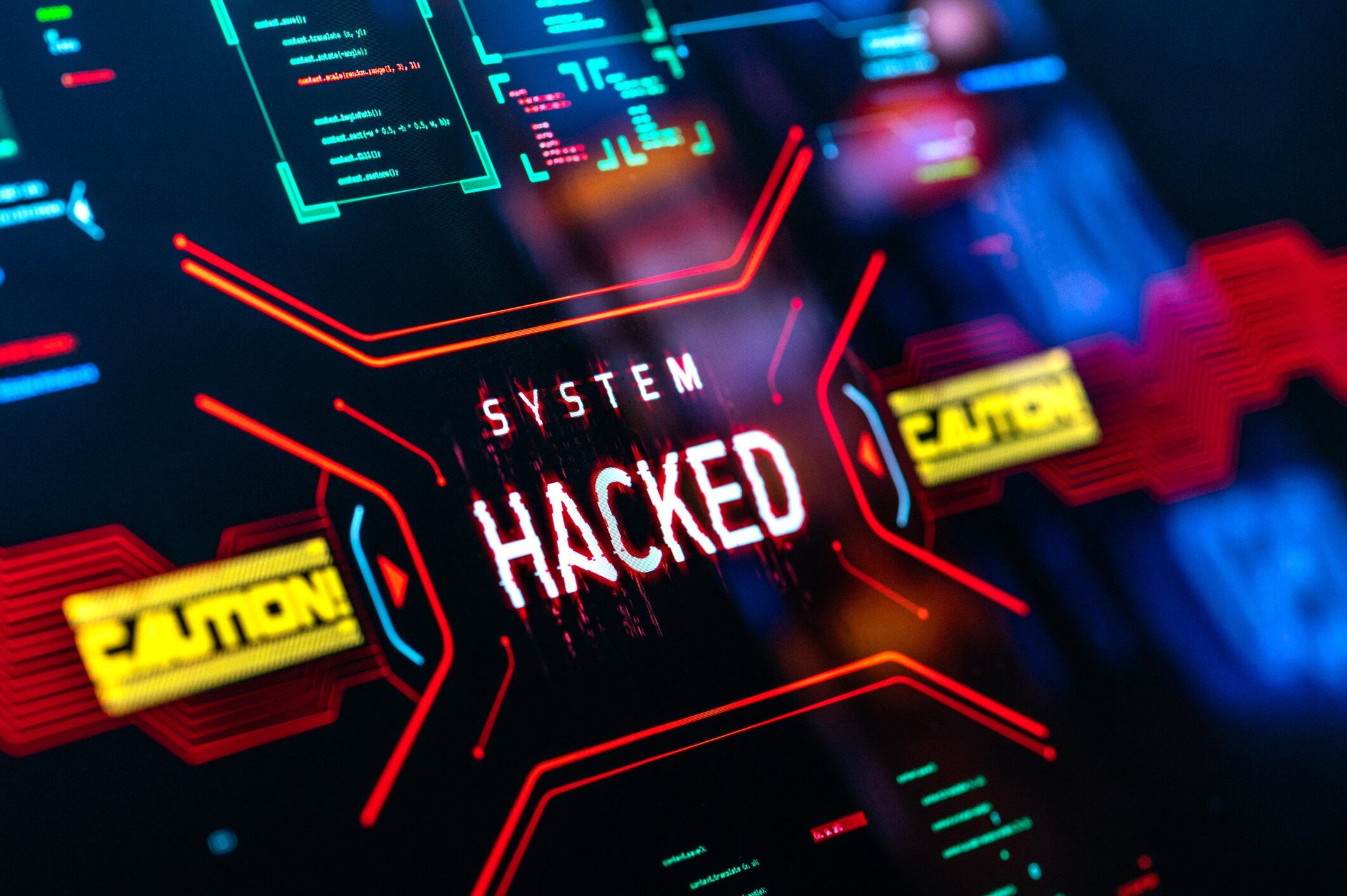 System hacked. Internet security concept. Futuristic technology background