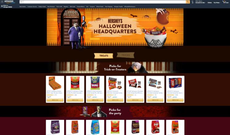Hershey’s Amazon landing page connects costumes with Halloween candy