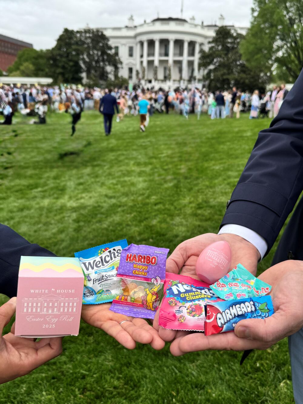 Families enjoying sweets at the White House Easter Egg Roll 2025.
