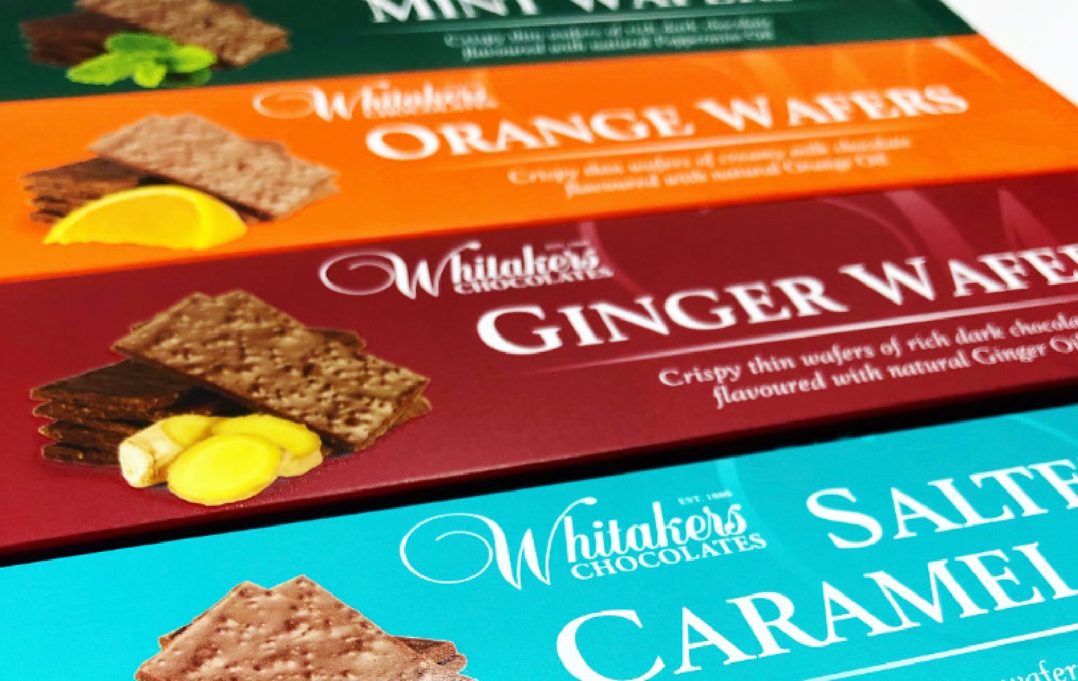Whitakers Chocolates’ launches colored carton wafer packaging