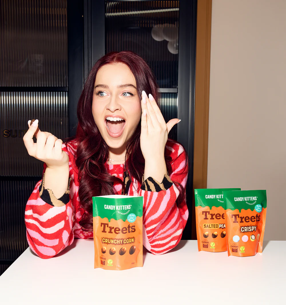 Girl eating plant-based Treets