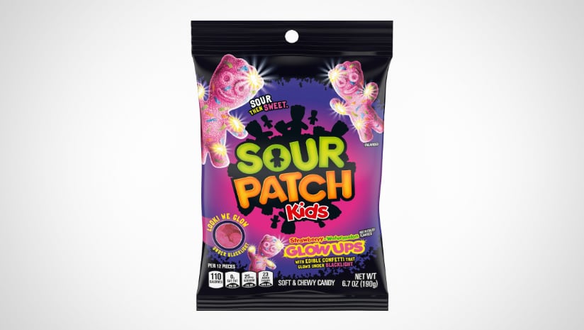 A pack shot of Sour Patch Kids Strawberry and Watermelon Glow Ups