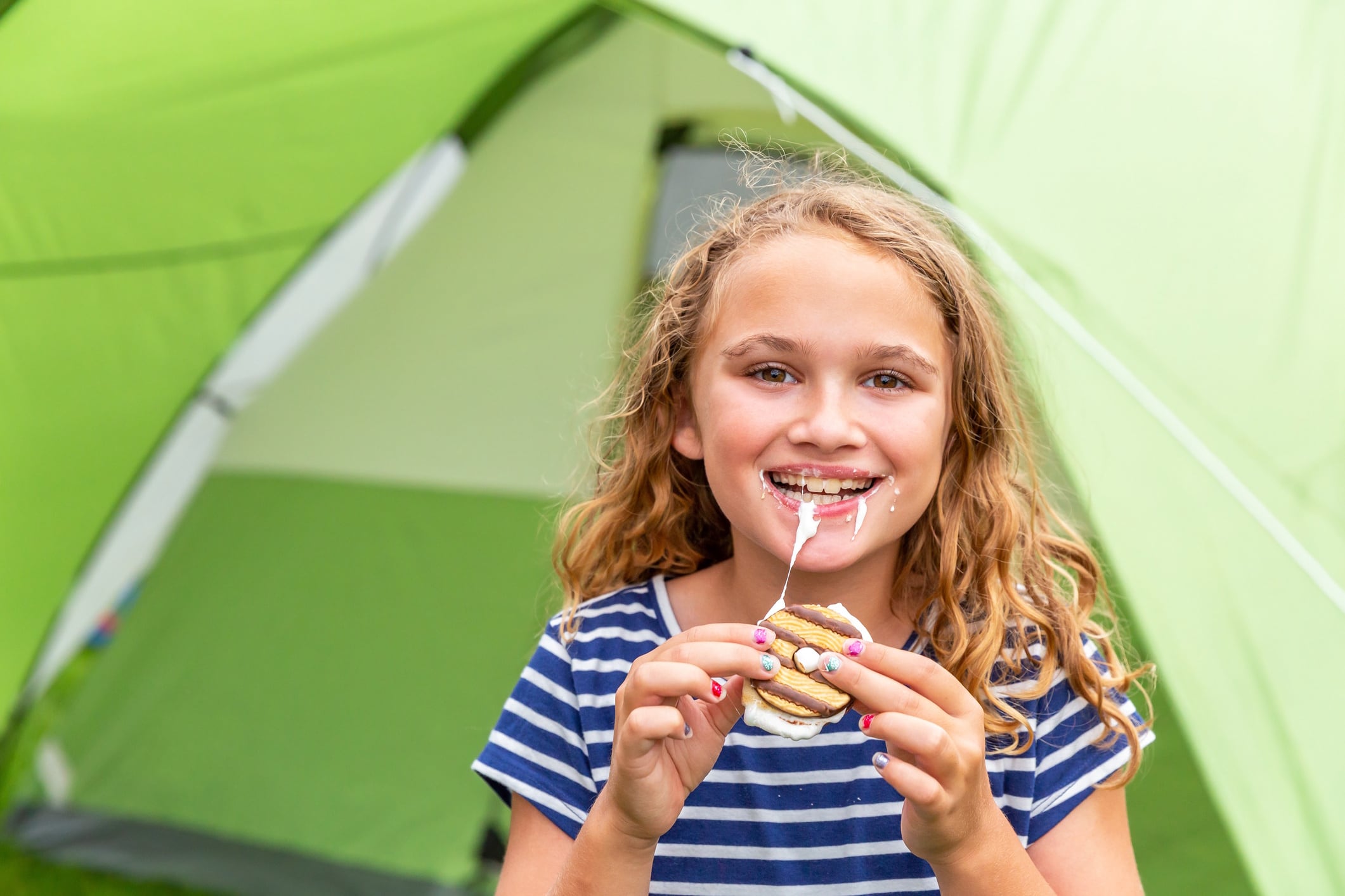 Girl Eating Messy S'more