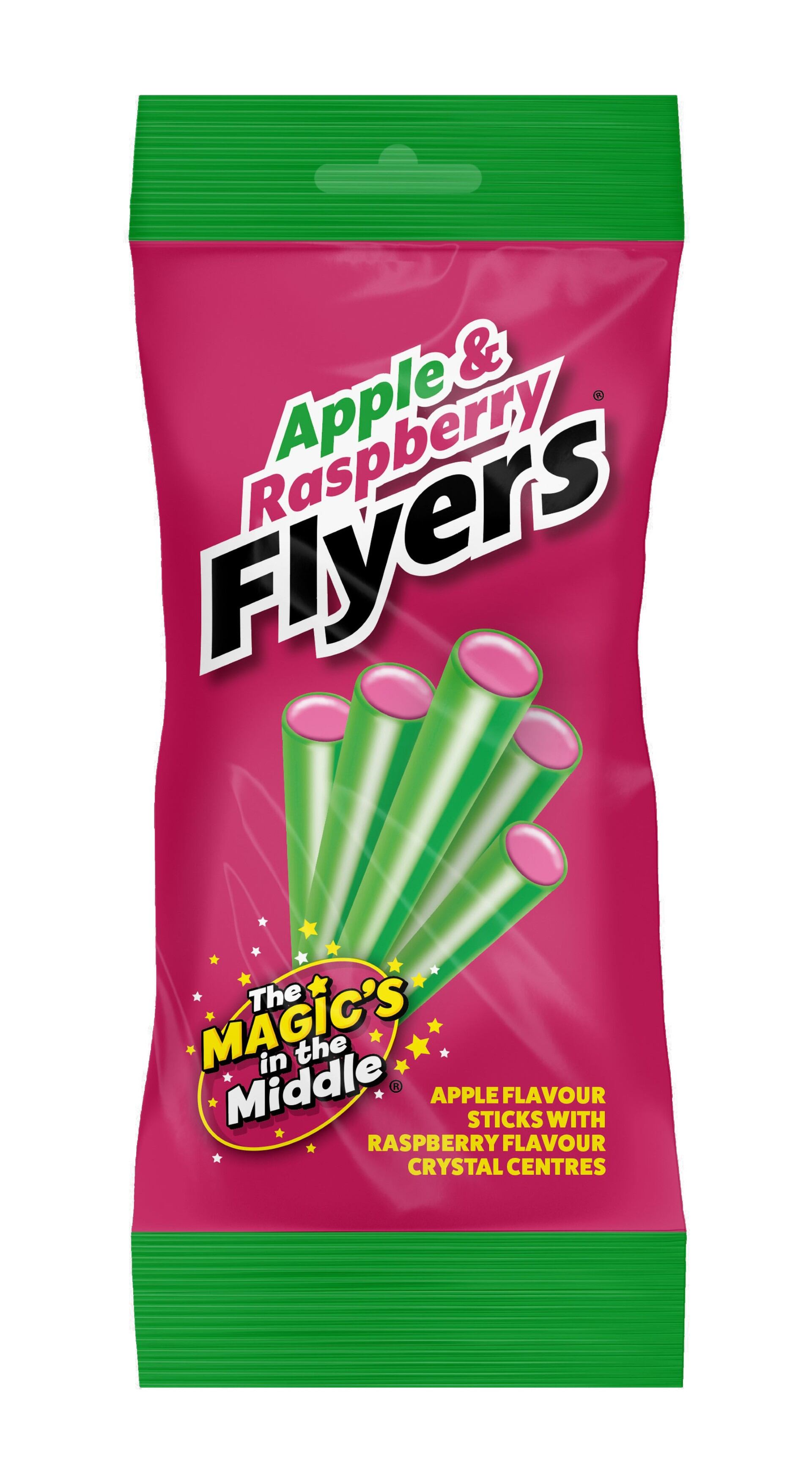 Flyers sour apple candy stick with raspberry sherbet centre targets non-liquorice fans.