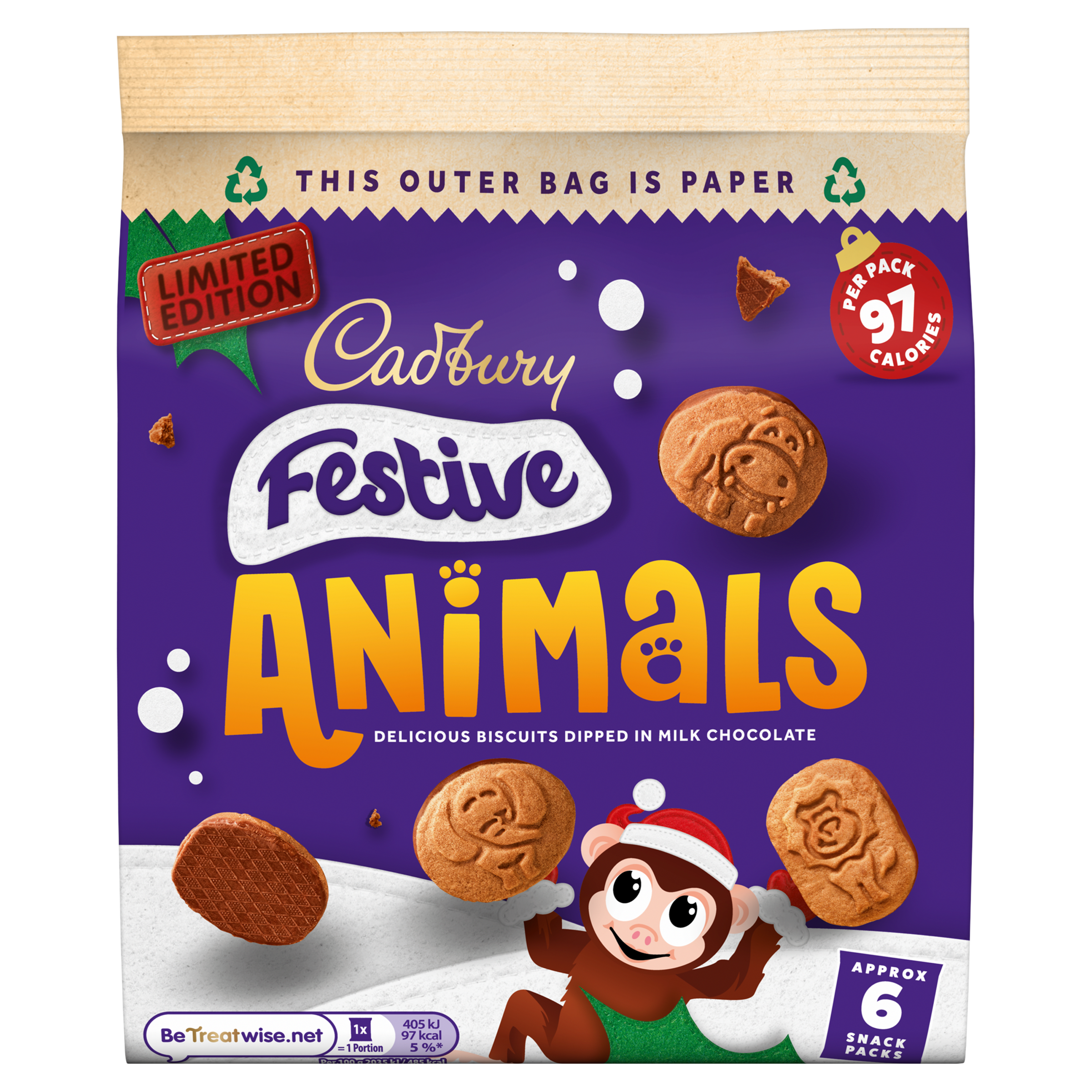 Cadbury Snowy Fingers and Festive Animals biscuits for Christmas snacking.
