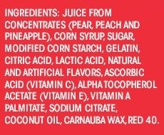 Ingredients list Welch's strawberry fruit snacks