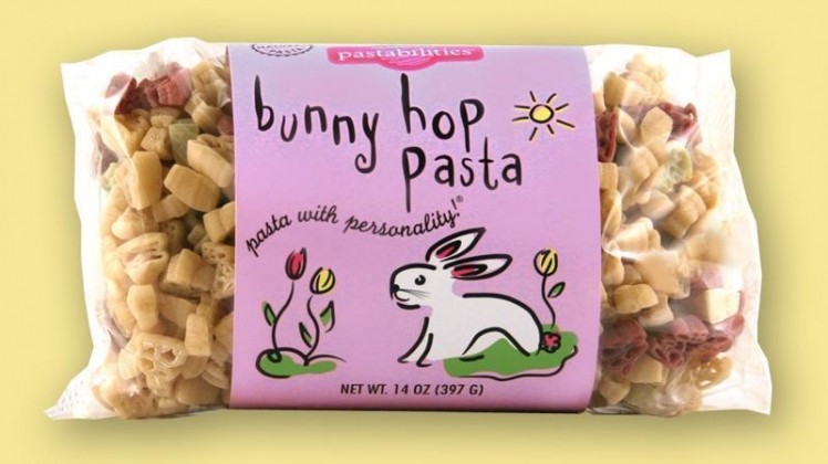 The Pasta Shoppe offers its Bunny Hop pasta in Easter-decorated packaging.