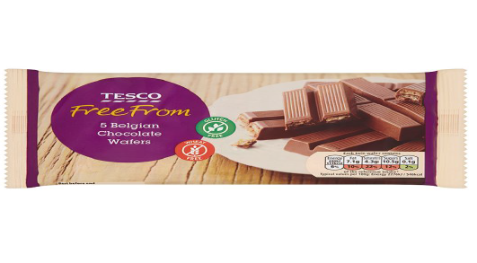 'Tesco Free From 5 Belgium Chocolate Wafer'