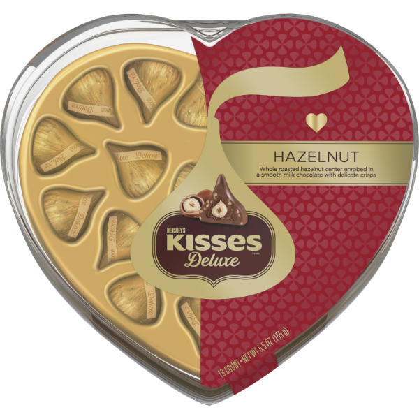 Kisses deluxe 18-piece hazelnut filled chocolates heart box