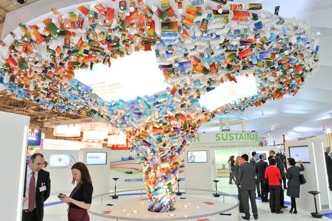 Tetra Pak packaging tree, just one focal point of its spectacular stand.