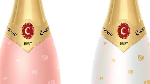 Codorníu's heart-decorated champagne bottles are sold exclusively at Tesco in the UK.