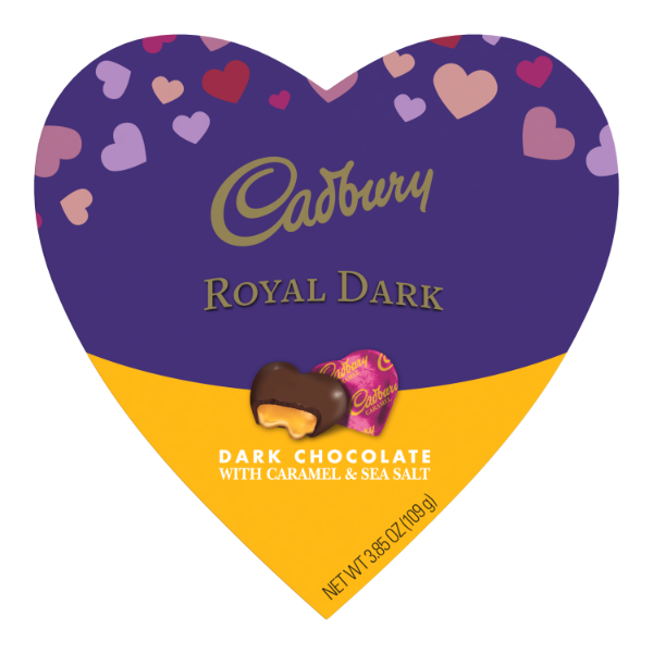 Cadbury Royal Dark chocolate with caramel and sea salt heart box