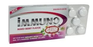 Immuno Gum contains a herbal blend of eldberberry extact, Siberian ginseng and Echinacea and recently launched in Vitamin World stores in the US.
