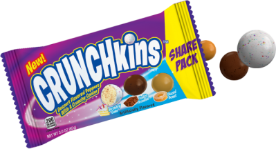 Crunchkins are candy poppers that come in three flavors, birthday cake, fudge brownie and glazed donut  Source: Bazooka Candy Brands