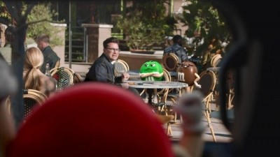 Daniel Levy plays it for laughs in the new M&M's Super Bowl ad, which airs Sunday 7 February. Pic: Mars Wrigley