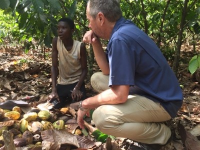 Terry Collingsworth, executive director of IRAdvocates, recently visited a cocoa farm in Côte d’Ivoire. Pic: IRAdvocates 