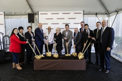 President and CEO of Ferrero North America, Paul Chibe (the fourth from the left) attends the ground breaking ceremony in New Jersey with local officials. Pic: Ferrero