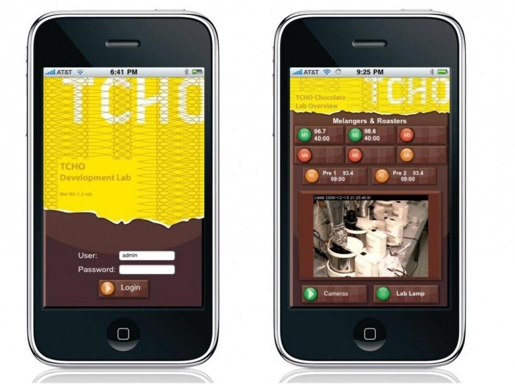 The iPhone application developed by Tcho and FXPal that controls the factory's machines