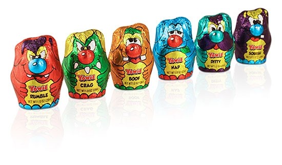 Each Yowie's chocolate egg contains a toy of a endangered animal or a Yowie character.  Photo: Yowie Group  