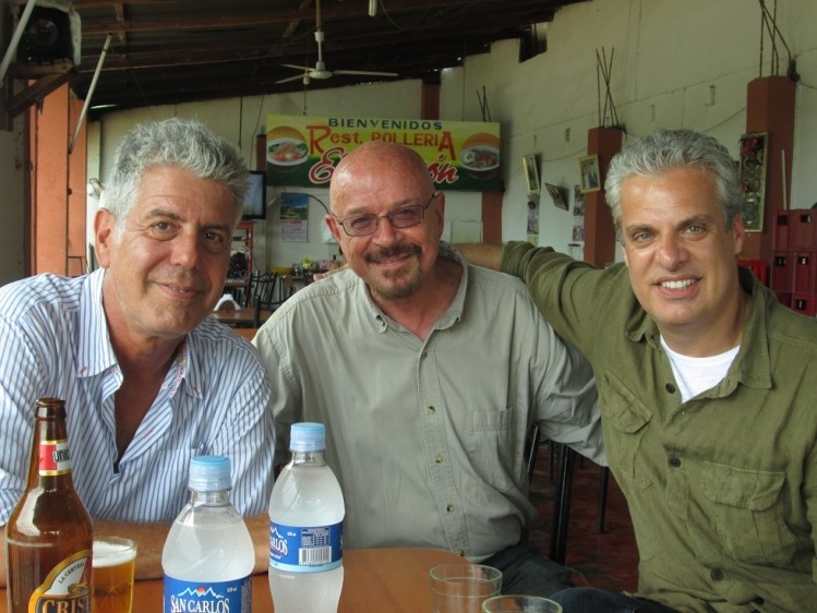 Anthony Bourdain (left), Dan Pearson (middle) and Éric Ripert (right) met during a trip to a cocoa farm in Peru. Pic: Dan Pearson