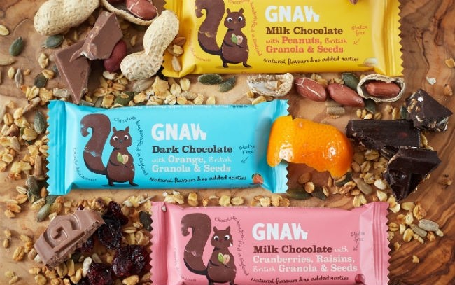 Gnaw Introduces its new healthier chocolate and granola bars. Pic: Gnaw
