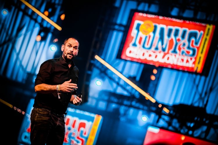 Tony's 'chief chocolate officer' Henk Jan Beltman launched the company's own petition calling for government regulation at its Fair last month in Amsterdam. Pic: Tony's Chocolonely
