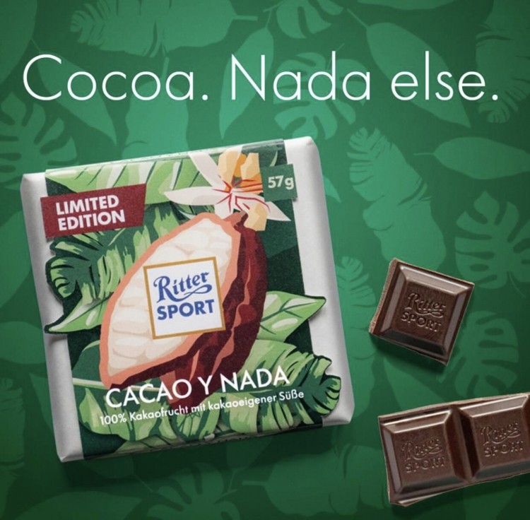 Ritter Sport's Cacao y Nada, made from 100% cocoa, can't be called chocolate in Germany. Pic: Ritter Sport