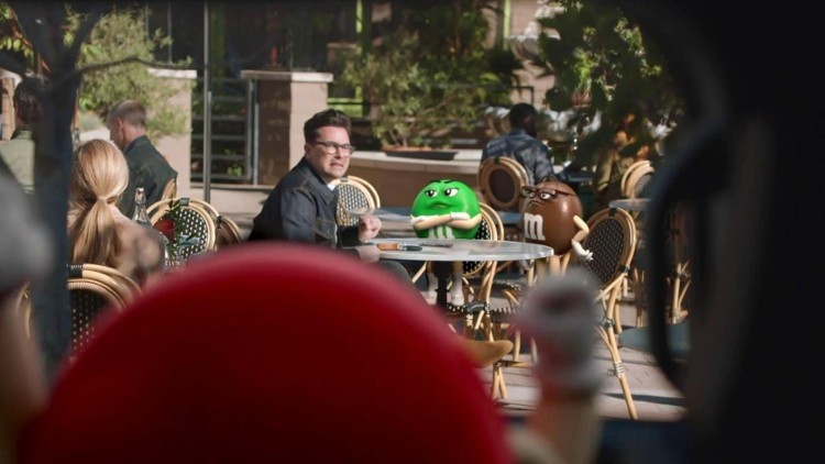 Daniel Levy plays it for laughs in the new M&M's Super Bowl ad, which airs Sunday 7 February. Pic: Mars Wrigley
