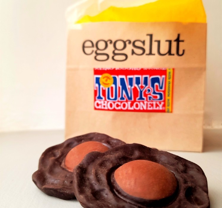 The new Easter dessert creation from eggslut and Tony's Chocolonely. Pic: Tony's Chocolonely
