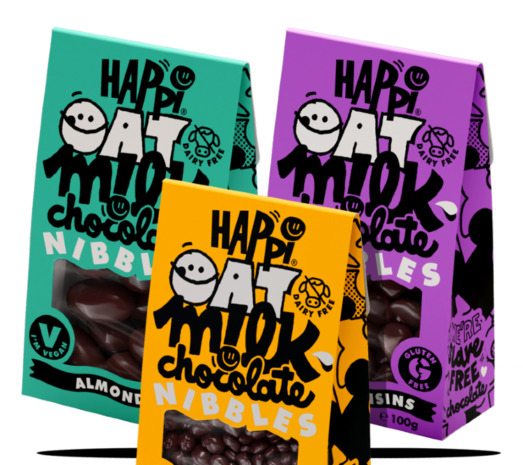 Happi Oat M!lk Chocolate Nibbles are now available to retailers nationwide,  Pic: Happi Free From