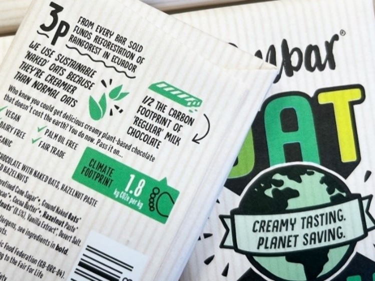 Ombar claims to be the first chocolate brand to declare its climate footprint on pack. Pic: Ombar
