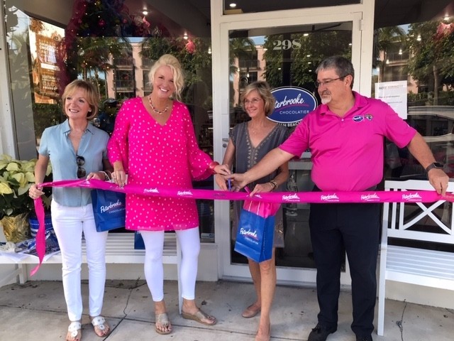 Patti Sans (President of The Greater South County Road Association), Kristy McDaniel (Peterbrooke Franchise Designer), Palm Beach Mayor Gail Coniglia and Jeff Smith (Peterbrooke COO) at the opening of Peterbrooke's Palm Beach, Florida store. Pic: Peterbrooke Chocolatier