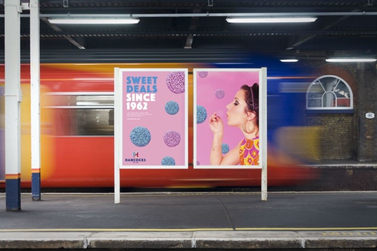 Hancocks shows off its new branding at train stations across the UK. Photo: Hancocks