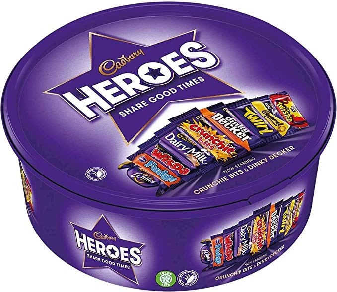 The Crunchie takes top spot in a tin of Cadbury Heroes this Christmas. Pic: Mondelēz 