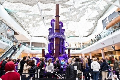 Blow consumers away to raise brand awareness on social media. Cadbury chocolate fountain in Westfield Shopping Centre London. Photo credit: brandmagazine