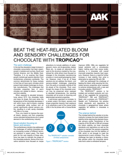Beat the heat-related bloom and sensory challenges for chocolate with TROPICAO™ from AAK - a tropical revolution in chocolate production