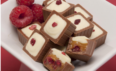 Ample possibilities with freeze dried fruit, says Chaucer Foods. Chocolate raspberry caramel cups pictured