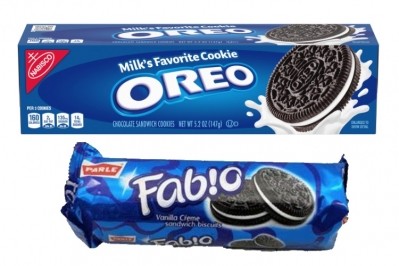 The Oreo cookie maker claims Fabio biscuits are 'deceptively' similar. Pics: Mondelēz/Parle Products