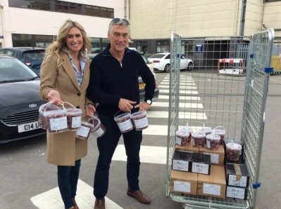 William and Gemma Whitaker donating chocolates to NHS staff in Yorkshire. Pic: Whitakers Chocolates